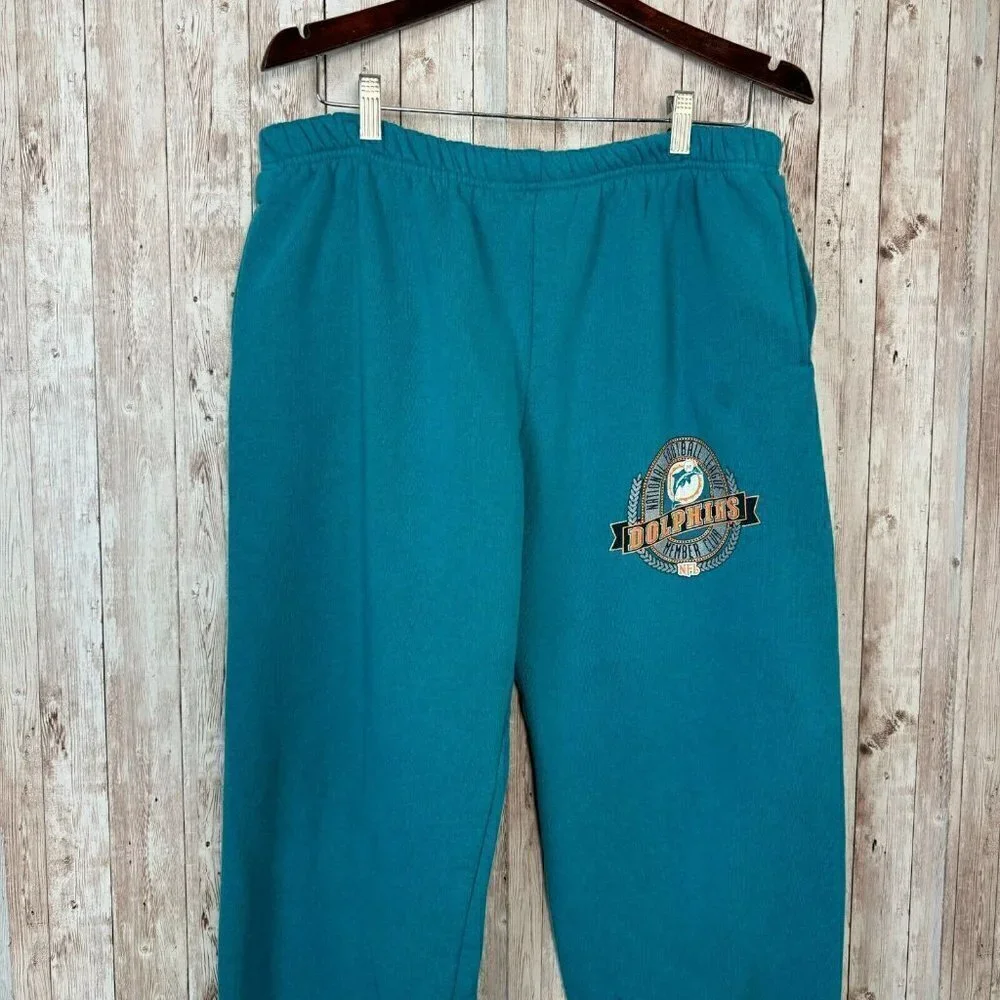 Vintage Nutmeg Mills Miami Dolphins Team NFL Collection Jogger Sweatpants Size L